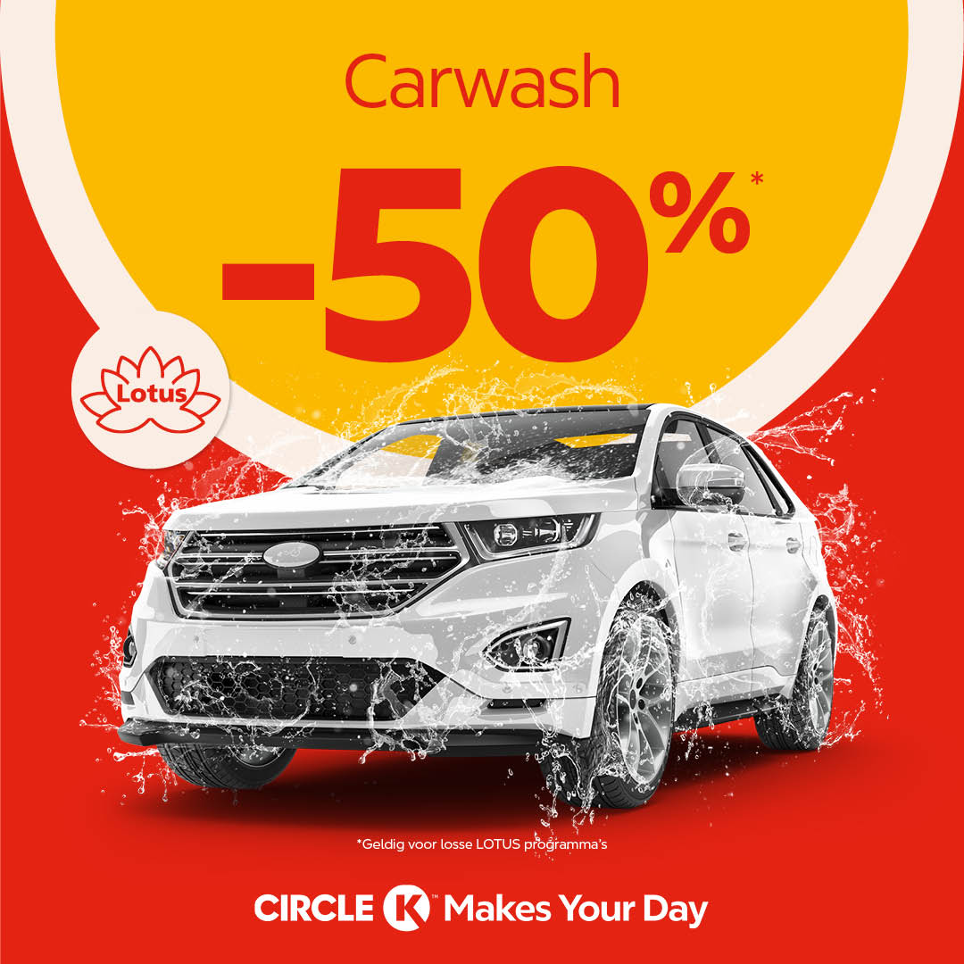 50% korting op Carwash
